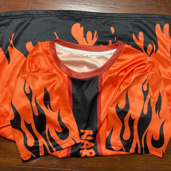 Preloved Naruto Leaf Village Full Flame Print Jersey Shirt - Picture 2 of 4